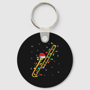 Trombonmusik älskare Xmas-ljus Santa Trombon Jul Nyckelring