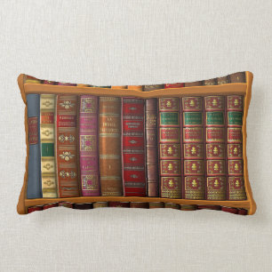 Trompe - l ' oeil av ett bibliotek av klassiska lumbarkudde