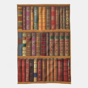 Trompe - l ' oeil "franskt bibliotek". kökshandduk