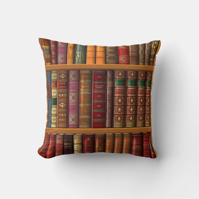 Trompe - l ' oeil "franskt bibliotek". kudde (Framsida)