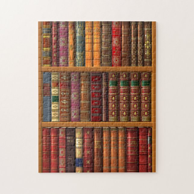 Trompe - l ' oeil "franskt bibliotek". pussel (Vertikal)