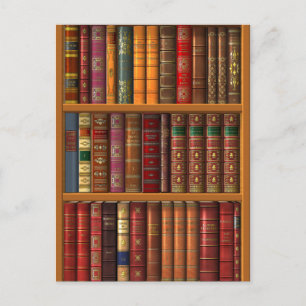 Trompe - l ' oeil "franskt bibliotek". vykort