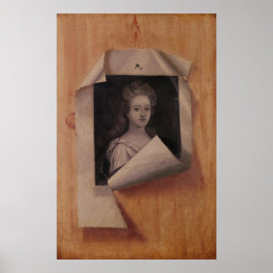 Trompe - l ' oeilporträtt av en dam poster