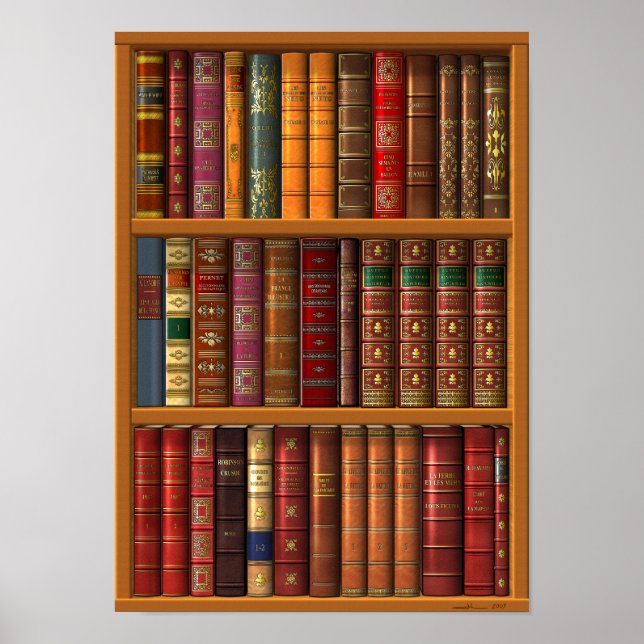 Trompe l'oeil "Fransk bibliotek". Poster (Framsidan)