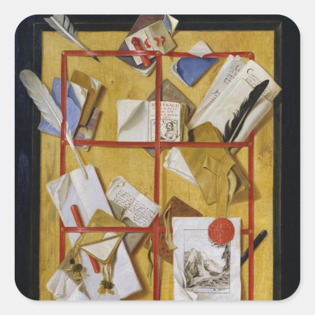 Trompe l'Oeil Fyrkantigt Klistermärke (Framsida)