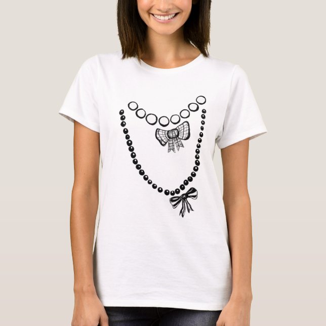 Trompe L'oeil halsband Crop Top T-shirt (Framsida)