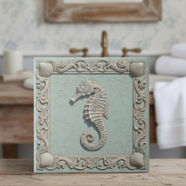 Trompe L'oeil Marine Life Seahorse ID1190g Kakelplatta (Skapare uppladdad)