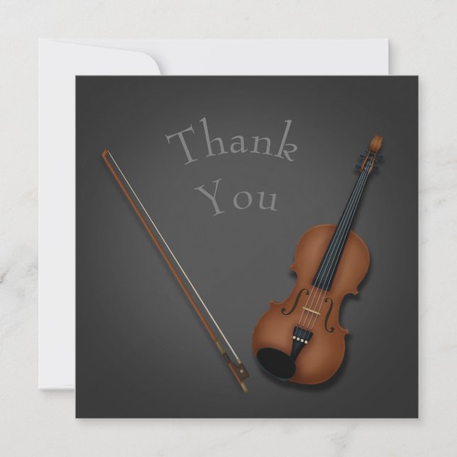 Trompe L'oeil Miniature Violin & Bow Personlig Tack Kort (Framsida)