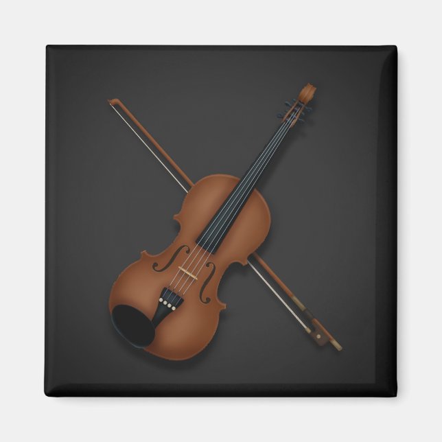 Trompe L'oeil Violin & Bow Elegant Classical Music Magnet (Framsidan)