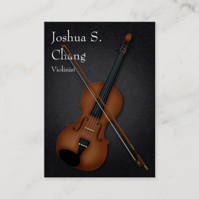 Trompe L'oeil Violin & Bow Musician's (vit text) Visitkort (Framsida)