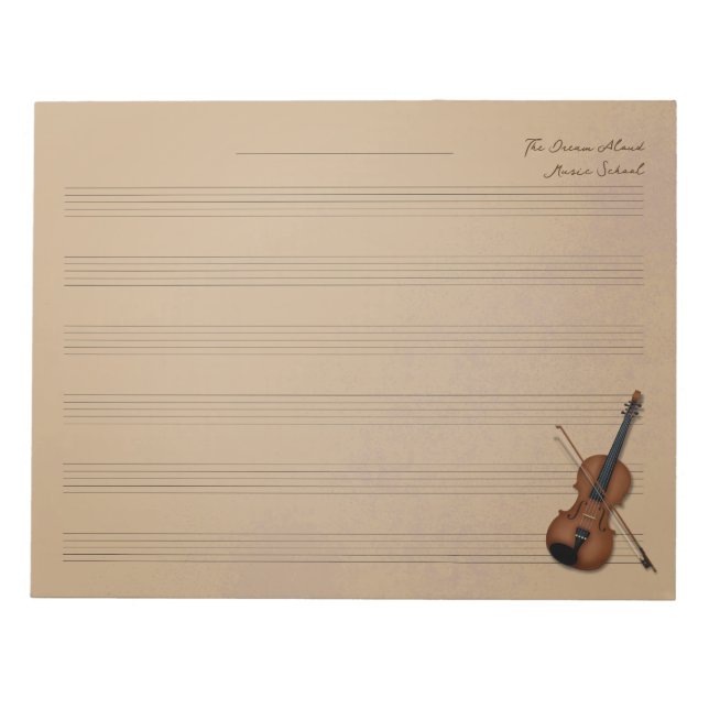 Trompe L'oel Violin & Bow Music Manuscript Papper Anteckningsblock (Framsida)