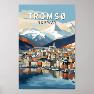 Tromsö Norge Resa Konst Vintage Poster