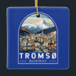 Tromso Norge Travel Art Vintage Julgransprydnad Keramik<br><div class="desc">Tryckdesign för tromsoretro-vektor. Tromsø är en stad i Tromsø kommun i Troms fylke,  Norge.</div>