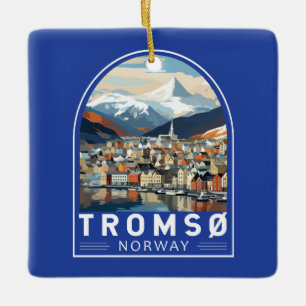 Tromso Norge Travel Art Vintage Julgransprydnad Keramik