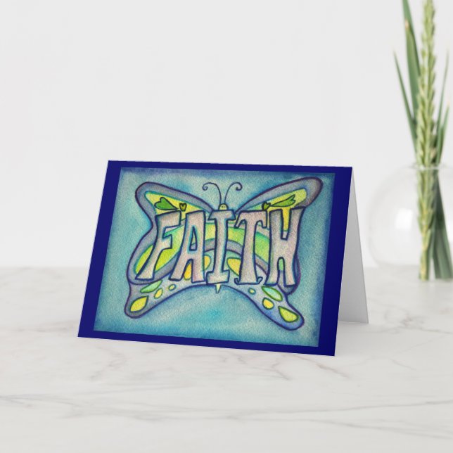 Tron Blue Butterfly Art Hälsning eller Note Card Kort (Framsida)