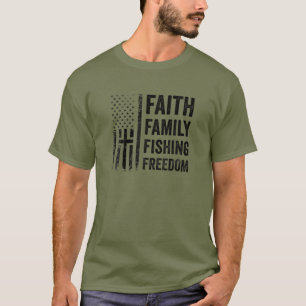 Tron Family Fishing Freedom - Lustigt USA flagga B T Shirt