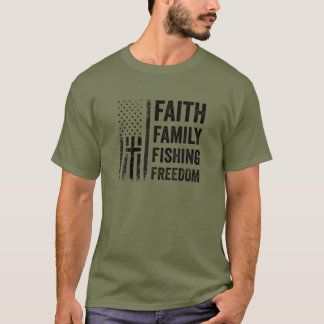 Tron Family Fishing Freedom - Lustigt USA flagga B T Shirt