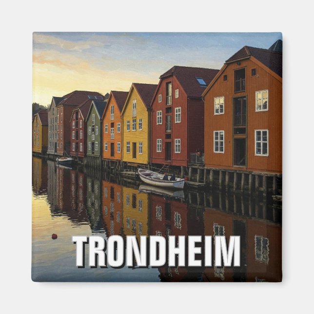 Trondheim Bakklandet Norge Travel Magnet (Framsidan)
