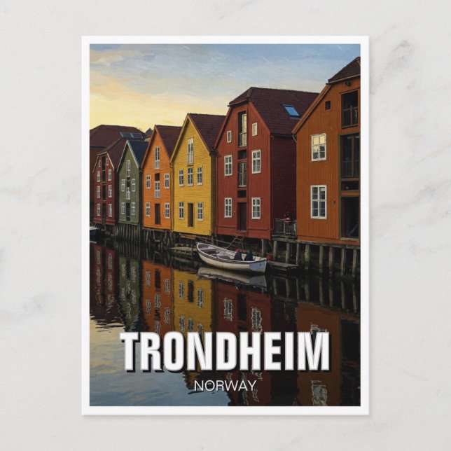 Trondheim Bakklandet Norge Travel Vykort (Framsida)
