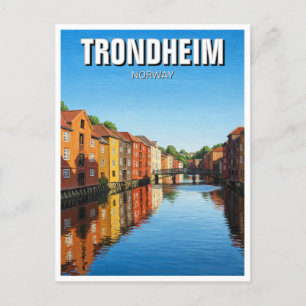 Trondheim Bakklandet Norge Travel Vykort