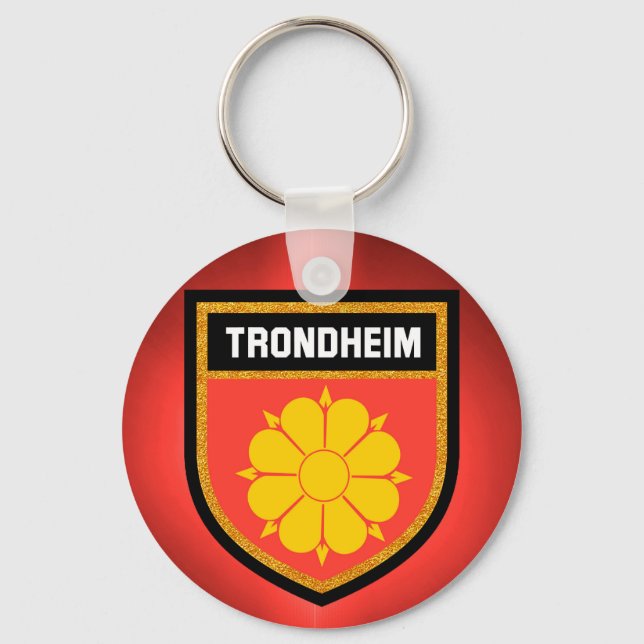 Trondheim Flagga Nyckelring (Framsida)