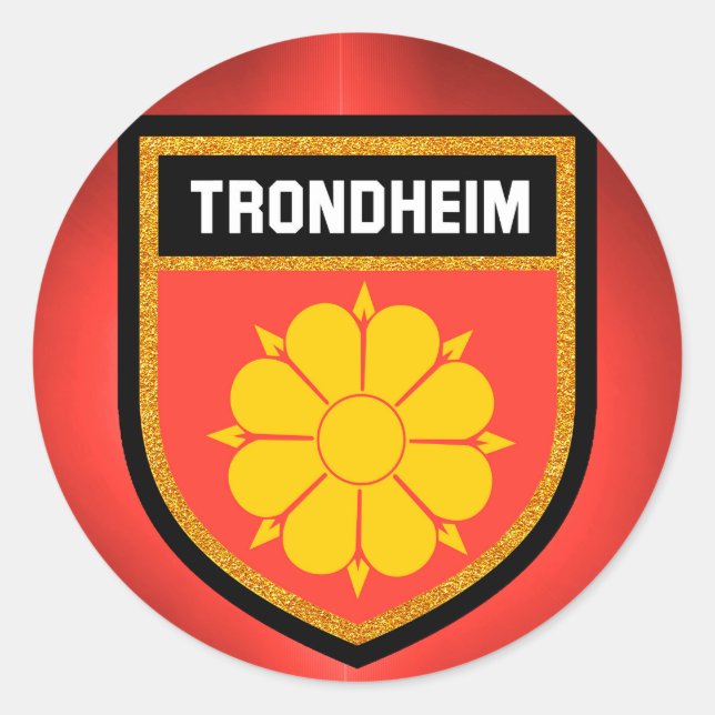 Trondheim Flagga Runt Klistermärke (Framsida)