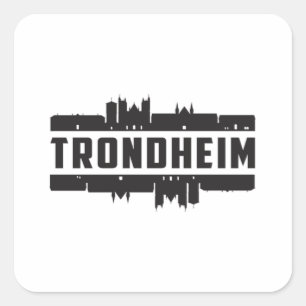 Trondheim Norge City Skyline Cityscape Resa Gift Fyrkantigt Klistermärke
