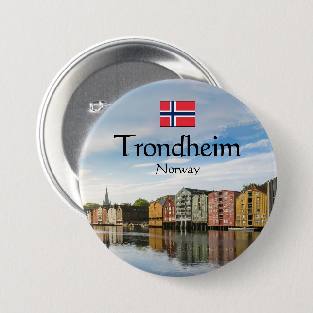 Trondheim Norge Knapp (Framsida & baksida)