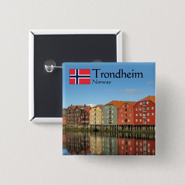 Trondheim Norge Souvenir Knapp (Framsida & baksida)
