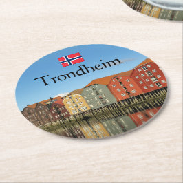 Trondheim Norge Souvenir Underlägg Papper Rund