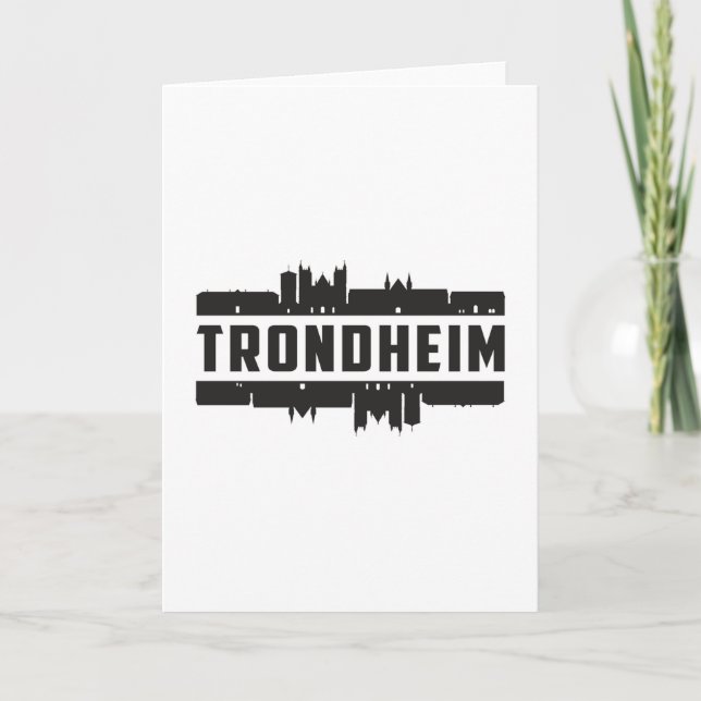 Trondheim Norge Stadssiluett Stadspanorama Respres Kort (Framsida)