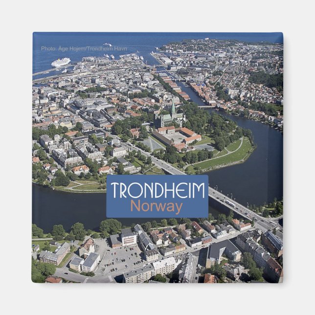 Trondheim Norge Travel Souvenir Photo Magnet (Framsidan)