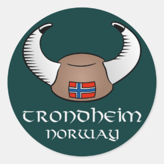 Trondheim Norge Viking Hat Runt Klistermärke