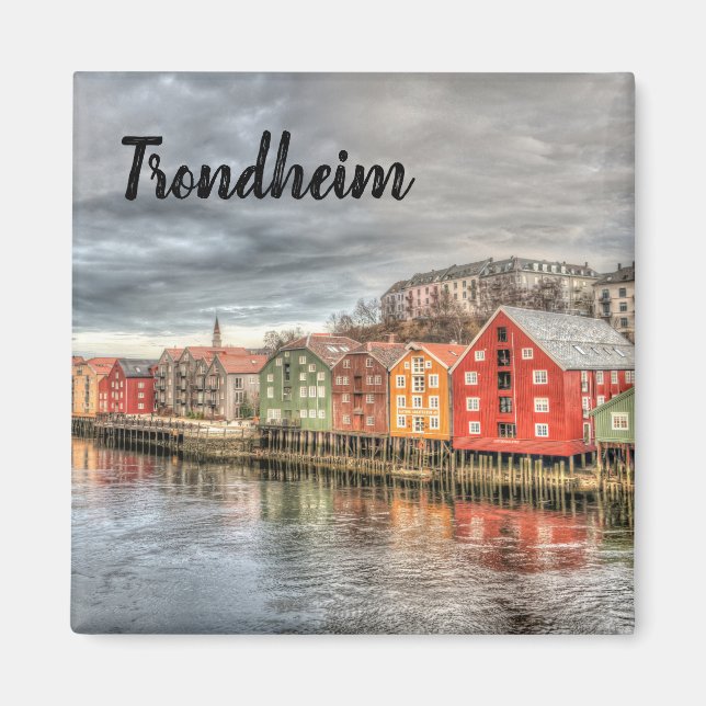 Trondheim Norge Waterfront Magnet (Framsidan)