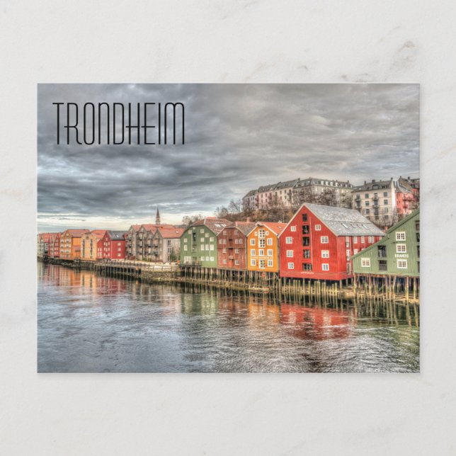 Trondheim Norge Waterfront Vykort (Framsida)