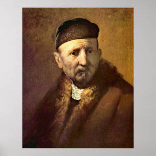 �Tronie� av en gamal man av Rembrandt Poster