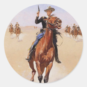 Trooper by Frederic Remington Runt Klistermärke