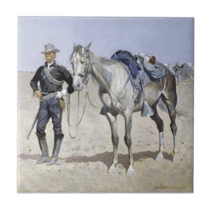 Trooper of the Plains av Frederic Remington Kakelplatta