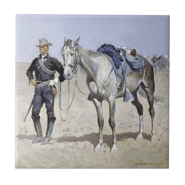 Trooper of the Plains av Frederic Remington Kakelplatta (Framsidan)