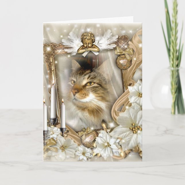 "Trooper the Cat" Angel Blessings Greeting Card Helgkort (Framsida)