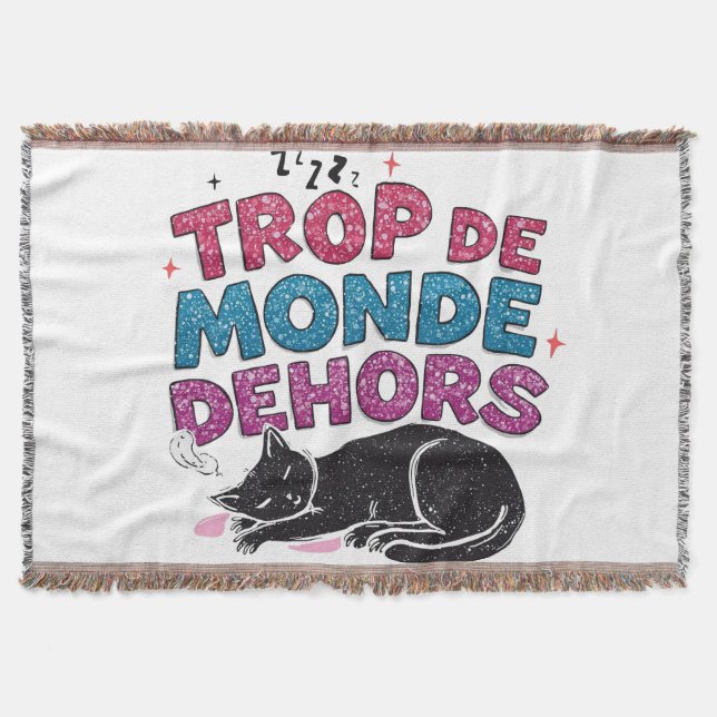 Trop de Monde Dehors - Black Cat Mysigt Blanket Filt (Framsidan)