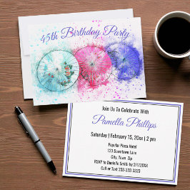 Tropcial Cocktail Umbrellas 45 Birthday Inbjudan