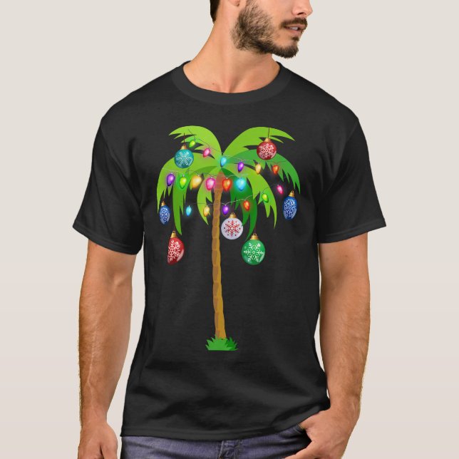 Tropen Ljus Handflatan Träd Funny Hawaii Beach T Shirt (Framsida)