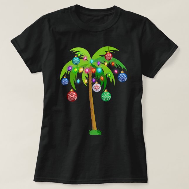 Tropen Ljus Handflatan Träd Funny Hawaii Beach T Shirt (Design framsida)