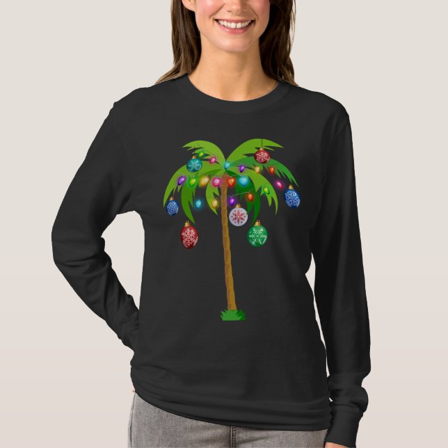 Tropen Ljus Handflatan Träd Funny Hawaii Beach T Shirt (Framsida)