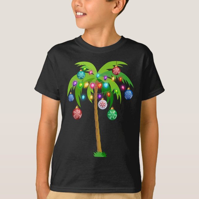 Tropen Ljus Handflatan Träd Funny Hawaii Beach T Shirt (Framsida)