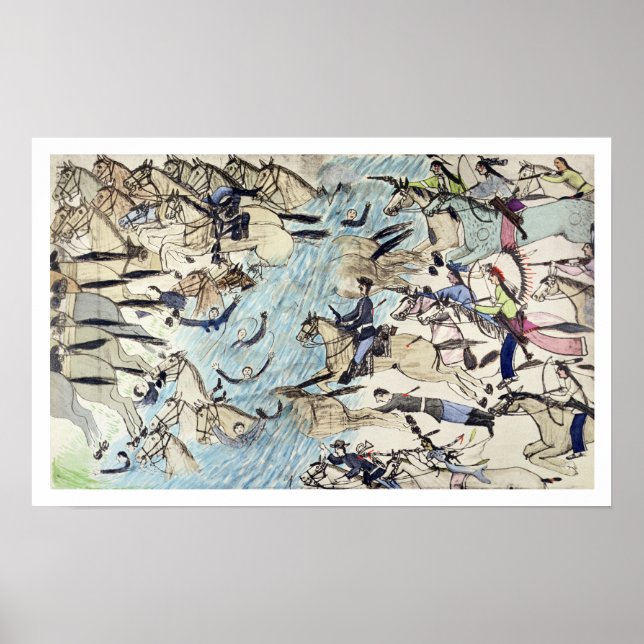 Troperer som färdas över floden (bläck på lastplan poster (Framsidan)