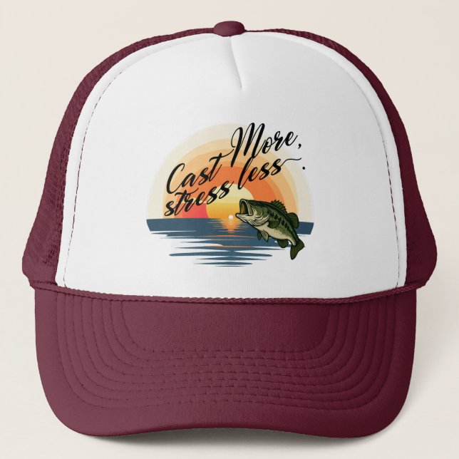 Trophy Bass Fishing Graphic Cast More, stress less Keps (Framsida)