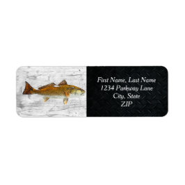 Trophy Redfish Angler Saltwater Fishing Adress Returadress Etikett