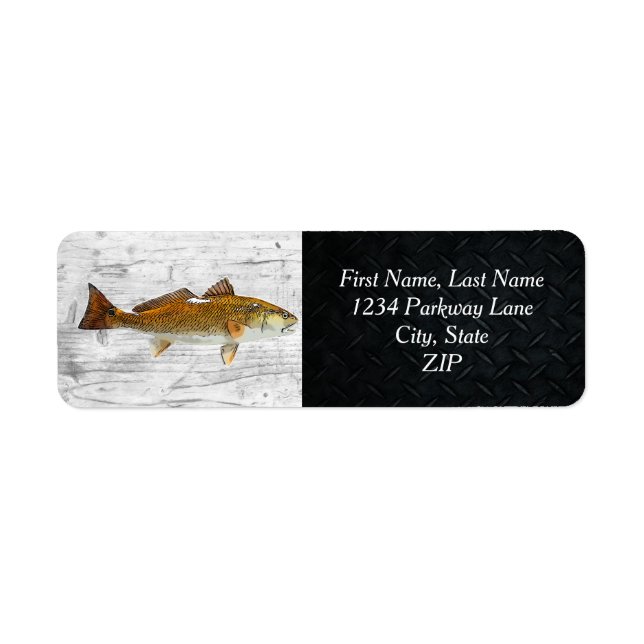 Trophy Redfish Angler Saltwater Fishing Adress Returadress Etikett (Framsidan)